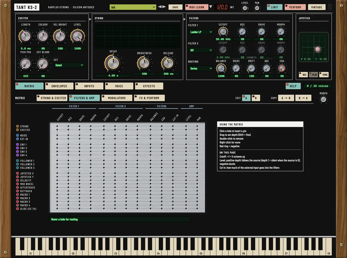Tant KS-2, Matrix, FILTERS & AMP page view